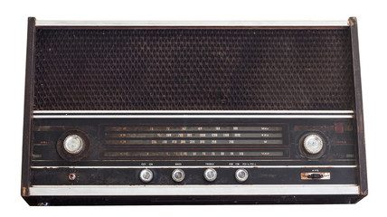 Vintage fashioned radio isolated on white background