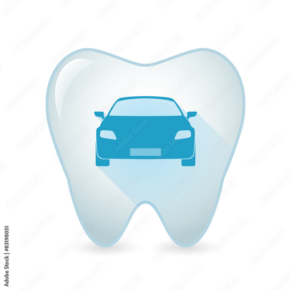 Sticker tooth icon with a car