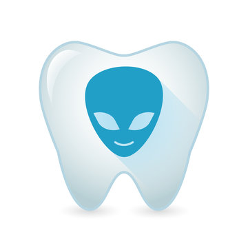 Tooth icon with an alien face