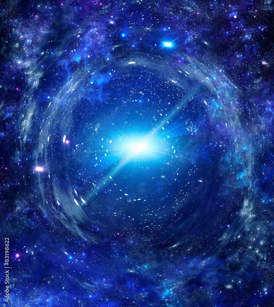 Wall mural beautiful space background with rays and stars