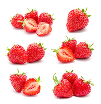 Collection of photos perfect ripe strawberry