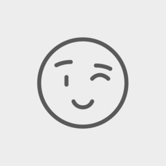Winking emoticon thin line icon
