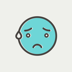 Exhausted smiley thin line icon