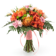 Bouquet made of Protea, Alstroemeria and Chrysanthemum