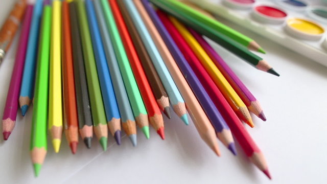 close-up colored pencils and watercolor