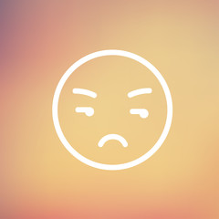 Unhappy face thin line icon