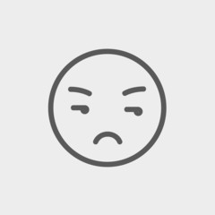 Unhappy face thin line icon