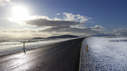 Slippery road in winter