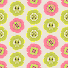 Seamless colorful background made of  abstract pink and green fl