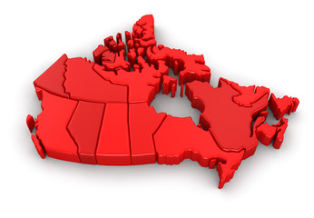Map of Canada. Image with clipping path.