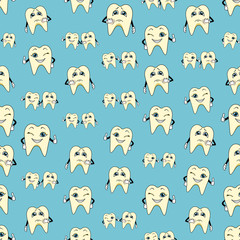 Seamless colorful background made of cartoons of happy and sad t