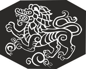 Ethnic lion totem. Vector tattoo illustration