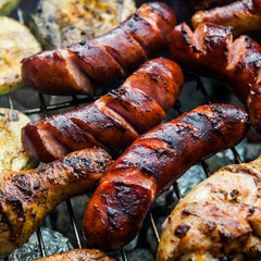 Grilled meat and vegetables