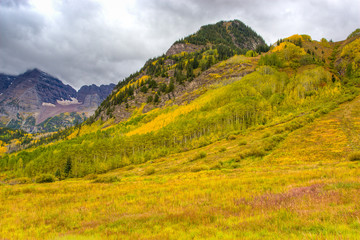 Autumn mountain  landscape on a cloudy day.