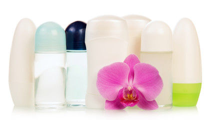 Obraz na płótnie Canvas Deodorants and orchid flower