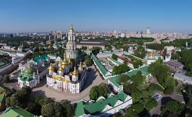 Foto op Canvas aerial view of Kiev-Pechersk Lavra at spring © Photobank