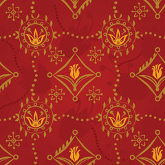 Renaissance Seamless Pattern Vector with tulips