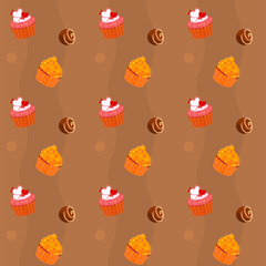 Seamless texture  - cupcakes and chocolate Sweets