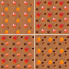 Seamless texture  - cupcakes and chocolate Sweets