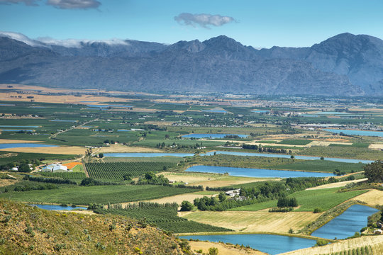 Landscape of lagoons and vineyards from Gydo Pass,