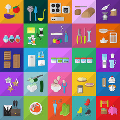 Flat Icons Set: Vector Illustration, Graphic Design. Collection Of Colorful Icons. For Web, Websites, Print, Presentation Templates, Mobile Applications And Promotional Materials