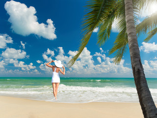 Beautiful woman on the beach in Bali