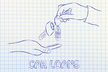 hands exchanging car keys with remote