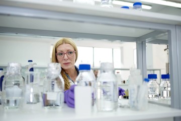 Fototapeta premium Laboratory scientist researching chemical compositions 