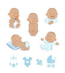 African baby boy vector set