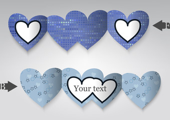 Template greeting card in the form of heart. 