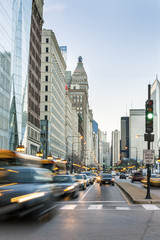 Fototapeta na wymiar Traffic in Chicago city center, Illinois, USA