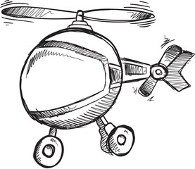 Doodle Sketch Helicopter Vector Illustration Art