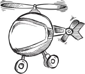 Foto op Plexiglas Doodle Sketch Helicopter Vector Illustration Art © Blue Foliage