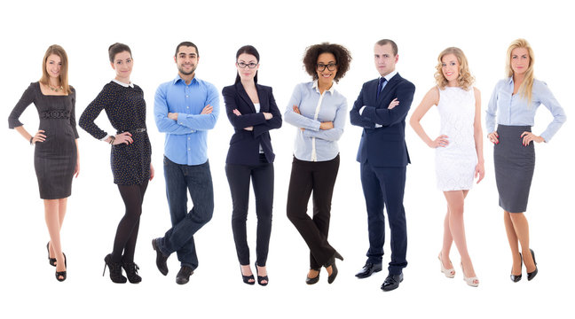 large set of young business people isolated on white