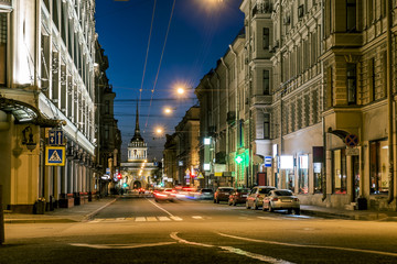  Views from Gorohovaya Street to the Admiralty for night illumin