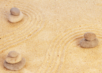Fototapeta na wymiar Zen mindset concept on sand