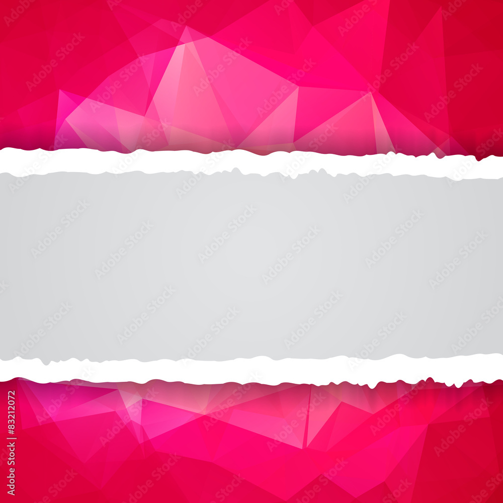 Poster abstract pink triangular polygonal vector torn paper