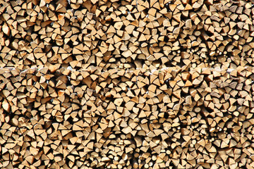 Pile of wood logs ready for winter 