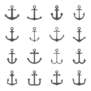 Vector anchor symbols or icons set