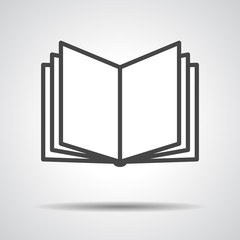 Black book icon isolated on grey background