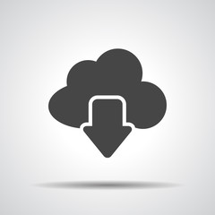 Vector cloud computing download icon, vector illustration.