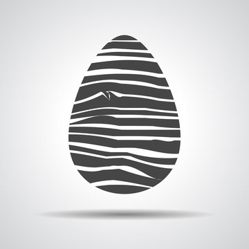 Easter egg sign icon with curved lines. Easter tradition symbol.