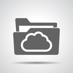 flat black folder icon with cloud computing pictogram - vector i