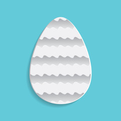 Paper Easter egg sign icon white seamless waves abstract pattern
