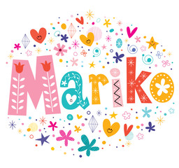 Mariko girls name decorative lettering type design