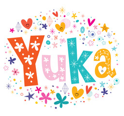 Yuka girls name decorative lettering type design