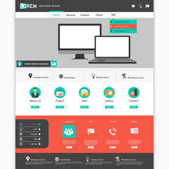 Modern flat website template design Eps 10