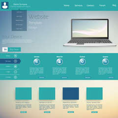 Flat web design elements, Website template. 