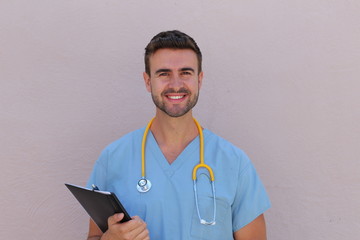 Closeup heashot portrait of confident healthcare professional 