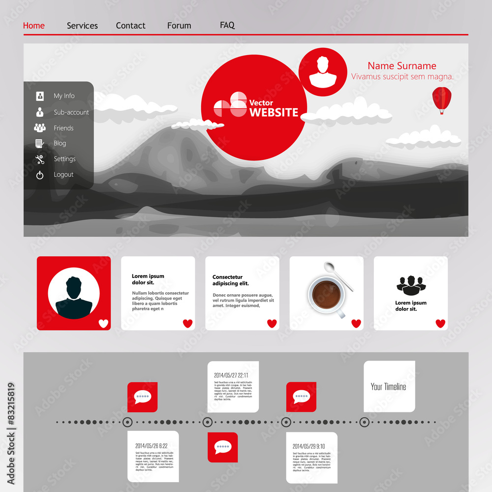Poster web design, website template vector